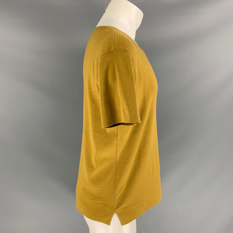 BURBERRY PRORSUM Spring 2014 Size M Mustard Wool Square Neck T-shirt