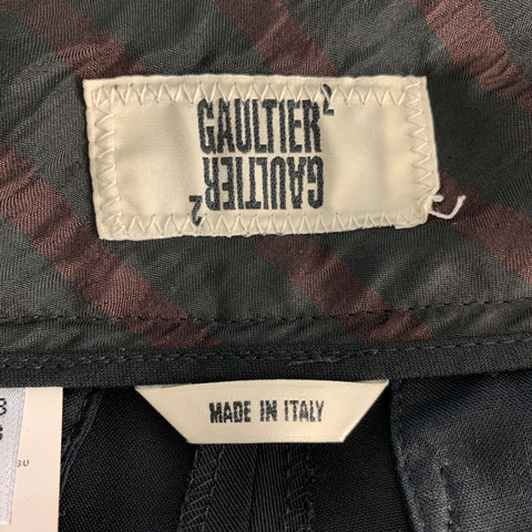 JEAN PAUL GAULTIER Size 32 Black Solid Wool Side Tabs Dress Pants