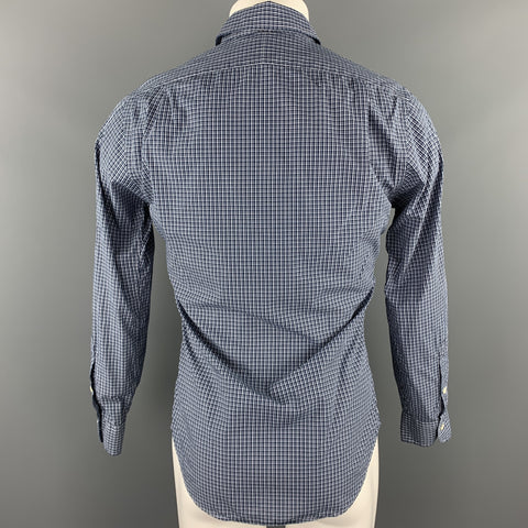POLO par RALPH LAUREN Taille S Chemise à manches longues boutonnée en coton à carreaux bleu marine