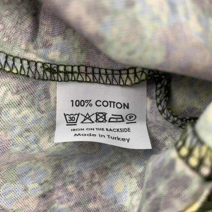 DRIES VAN NOTEN S/S 20 Size L Green & Blue Floral Cotton Crew-Neck T-shirt