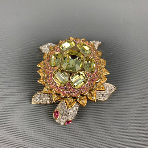 1980's SWAROVSKI Gold Pink Crystal Brooch