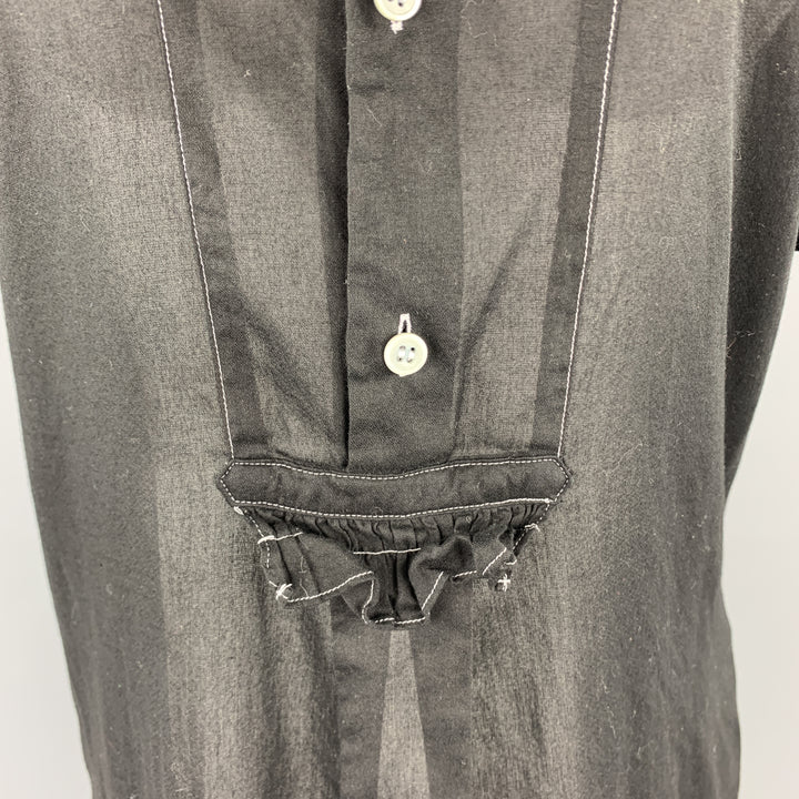 COMME des GARCONS Talla M Vestido camisero extragrande de algodón transparente con puntadas en contraste en negro