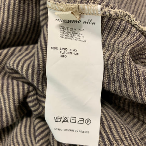 MASSIMO ALBA Taille S Pull Col Rond En Lin Rayé Gris Marron