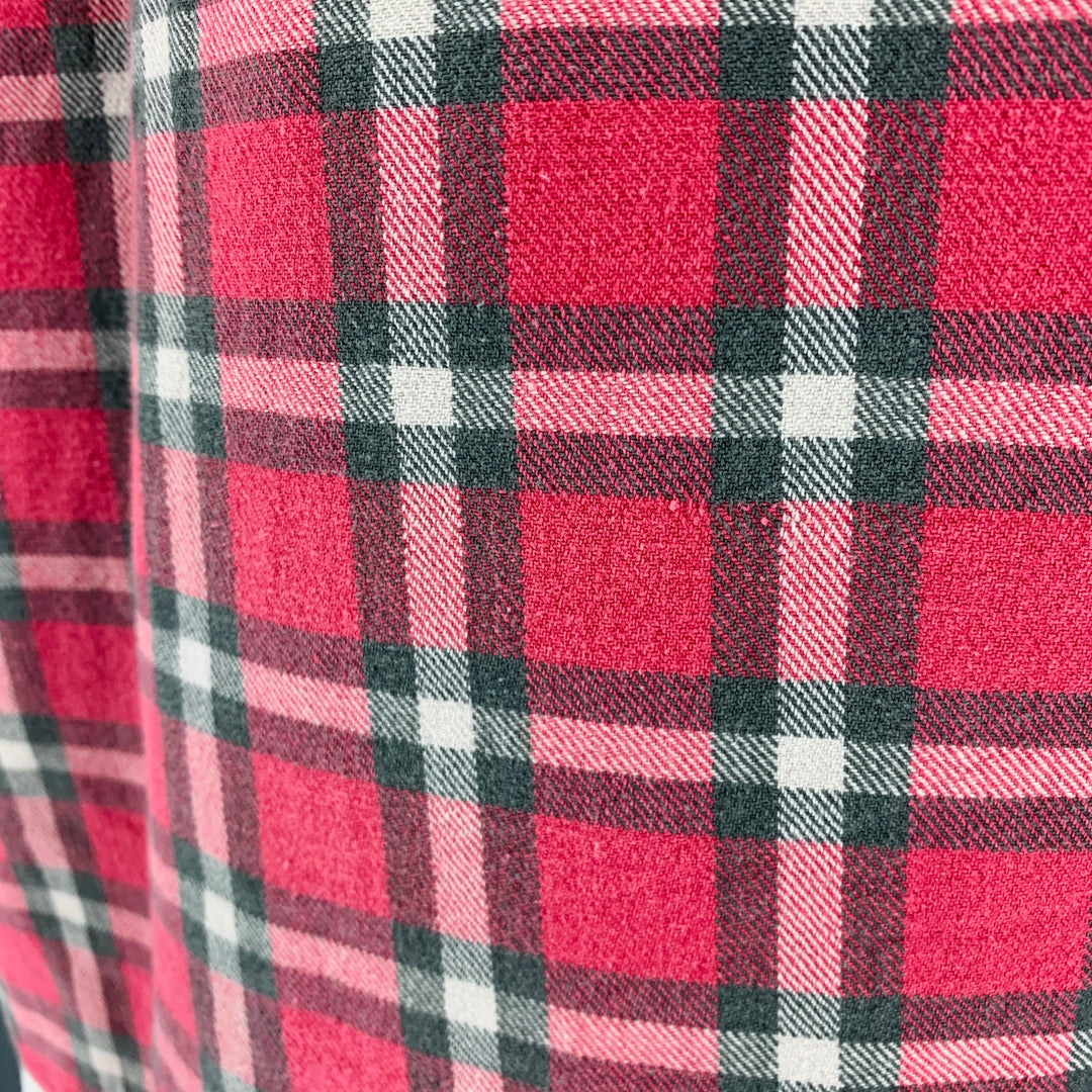RRL by RALPH LAUREN Size L Red White Plaid Cotton Flannel Long Sleeve Shirt