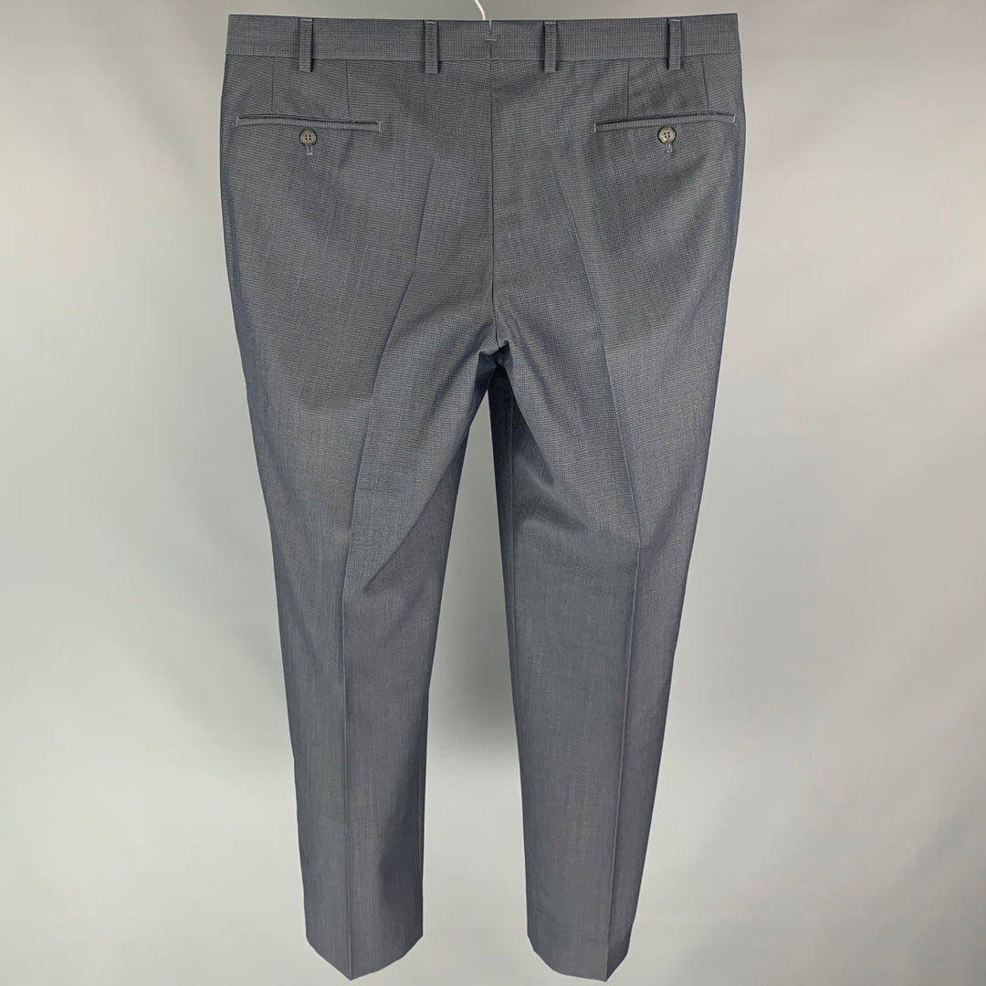 HILTL Size 38 Grey Houndstooth Wool Zip Fly Dress Pants