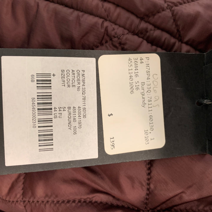 BURBERRY PRORSUM  Size 44 Burgundy Quilted Nylon Jacket