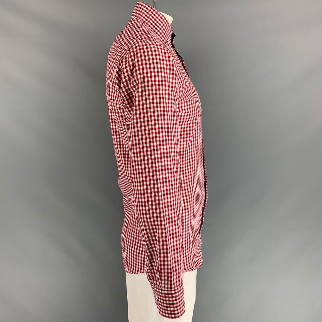 BOSS by HUGO BOSS Size L Red & White Gingham Long Sleeve Shirt