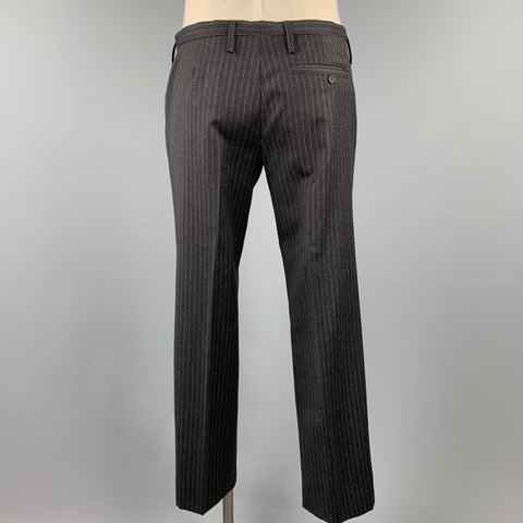 NEIL BARRETT Size 42 Regular Charcoal Stripe Wool Notch Lapel Suit