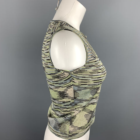 M MISSONI Size 4 Green Knitted Wool / Acrylic Sleeveless Top