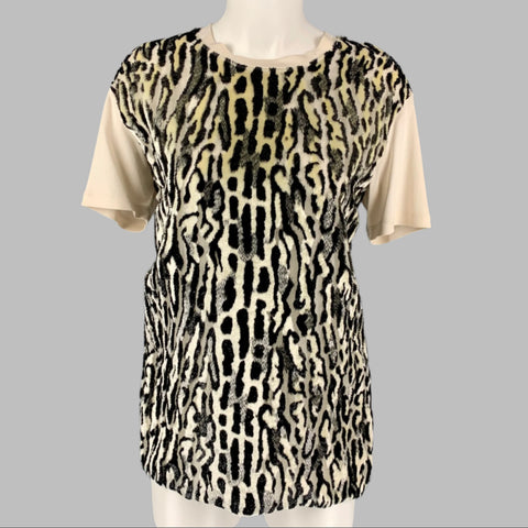 GIAMBATTISTA VALLI Size XS Black & White Silk Animal Print Dress Top