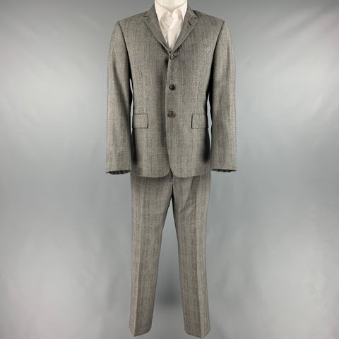 THOM BROWNE Taille 40 Costume à revers cranté en laine Glenplaid noir blanc