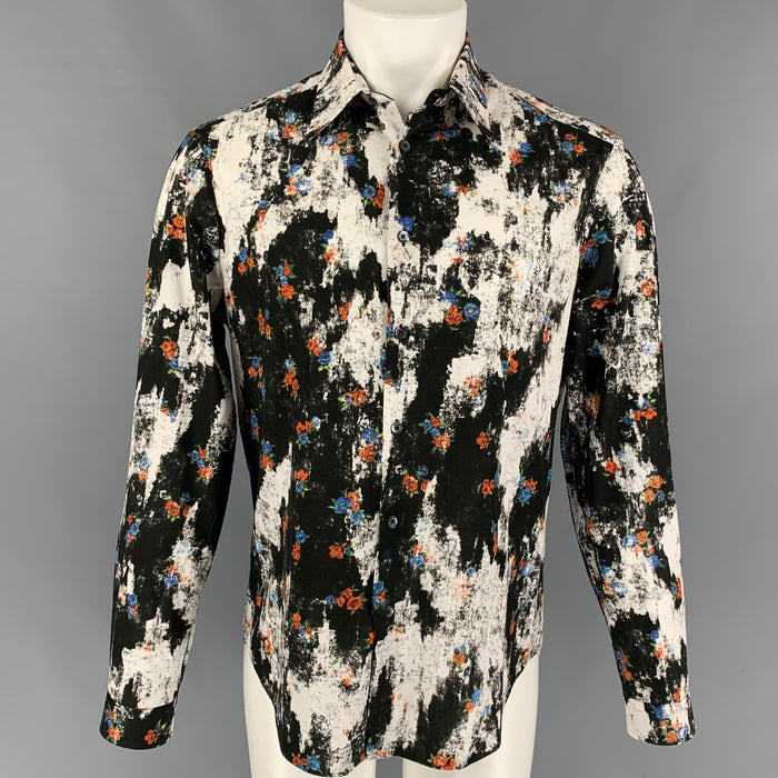 MCQ by ALEXANDER MCQUEEN Size M Multi-Color Marbled Cotton Long Sleeve Shirt
