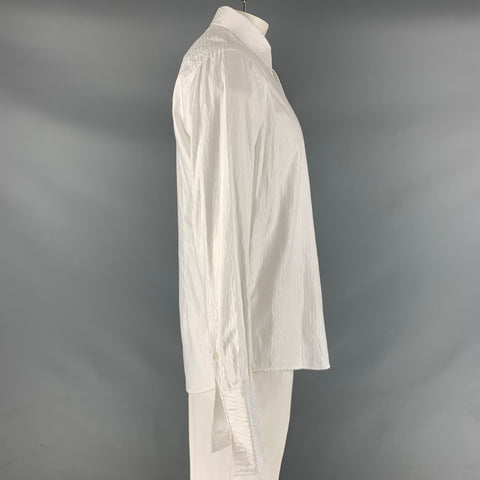 VERSACE COLLECTION Size L White Geometric Cotton French Cuff Long Sleeve Shirt