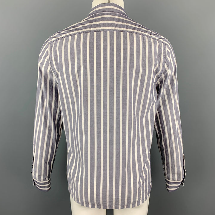 JOSEPH Size S Grey & White Stripe Cotton Long Sleeve Shirt