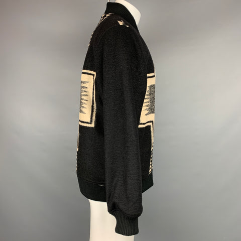 PENDLETON Size M Black & Beige Woven Wool Blend Snaps Jacket