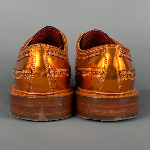 FLORSHEIM for DUCKIE BROWN Size 11 Copper Metallic Leather Wingtip Lace Up Shoes
