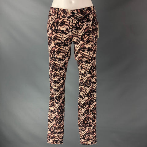 ALICE + OLIVIA Size 2 Beige &  Brown Cotton Blend Marbled Jeans