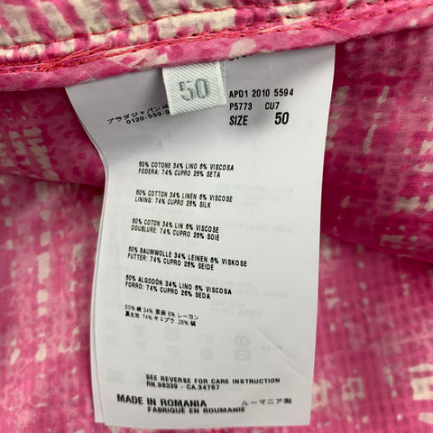 PRADA Size 14 Pink White Cotton Blend Woven Jacket