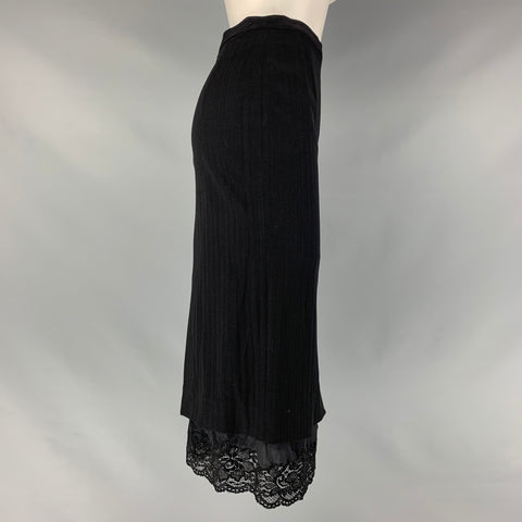 DOLCE & GABBANA Size 6 Black Wool Blend Pencil Skirt