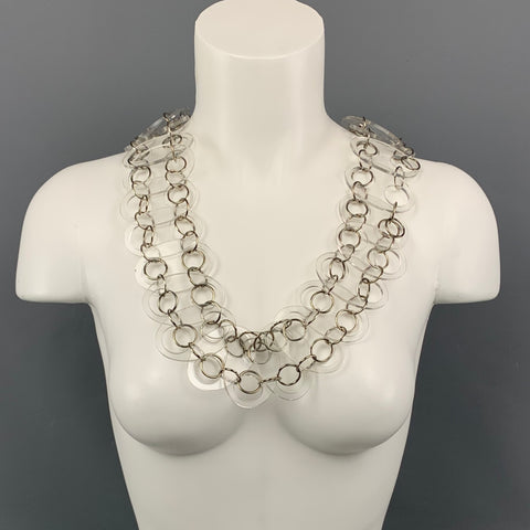 PACO RABANNE Clear Silver Link Lucite Ring Necklace Belt