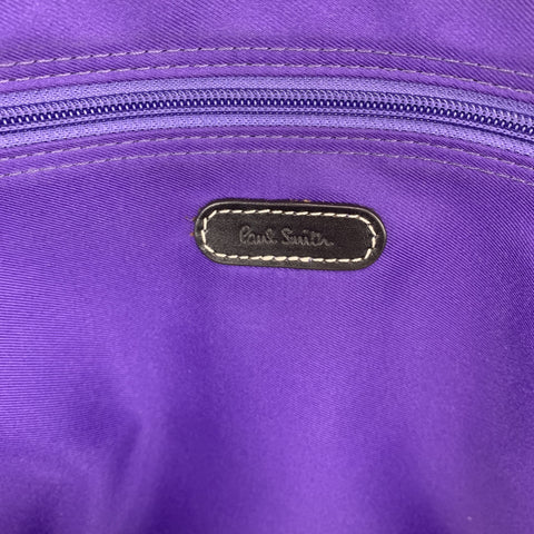 PAUL SMITH Contrast Stitch Black Canvas Leather Trim Work Bag