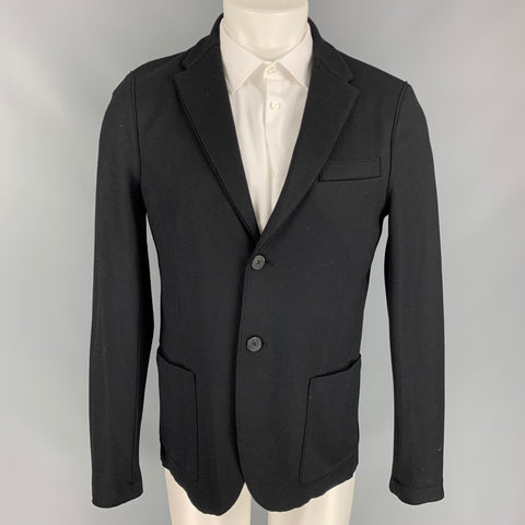 HARRIS WHARF LONDON Size 40 Black Wool Notch Lapel Sport Coat