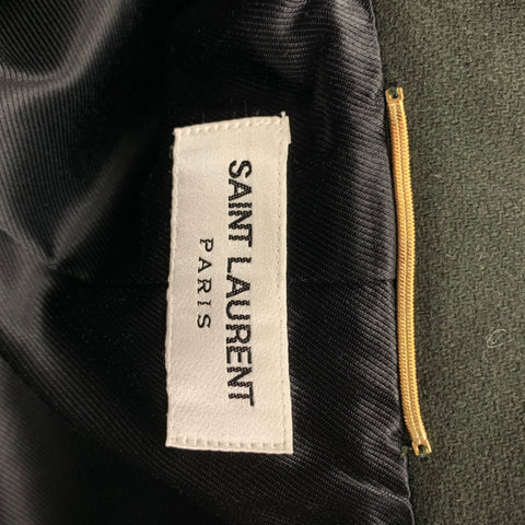 SAINT LAURENT Size 4 Dark Green Wool Cropped Military Jacket
