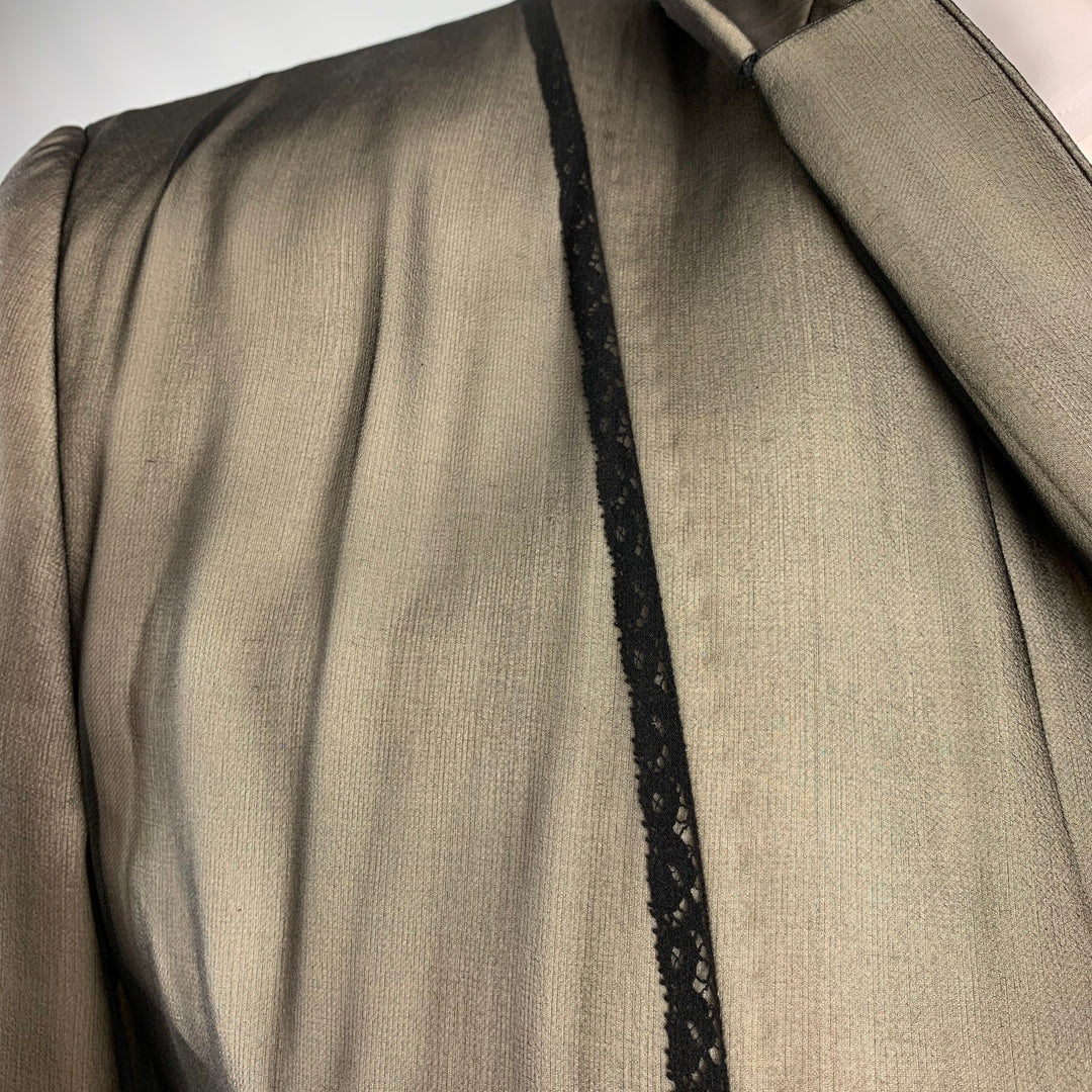 JOHN GALLIANO Size 42 Beige Black Silk 3 Button Sport Coat