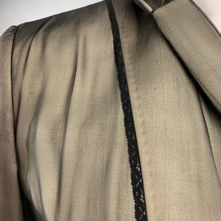 JOHN GALLIANO Size 42 Beige Black Silk 3 Button Sport Coat