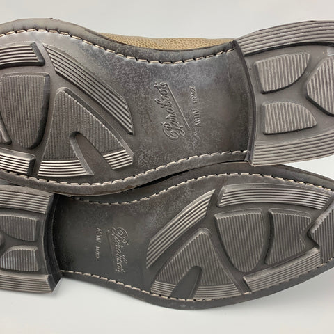 PARABOOT Size 11 Olive Leather Monk Strap-Cap Toe  Loafers