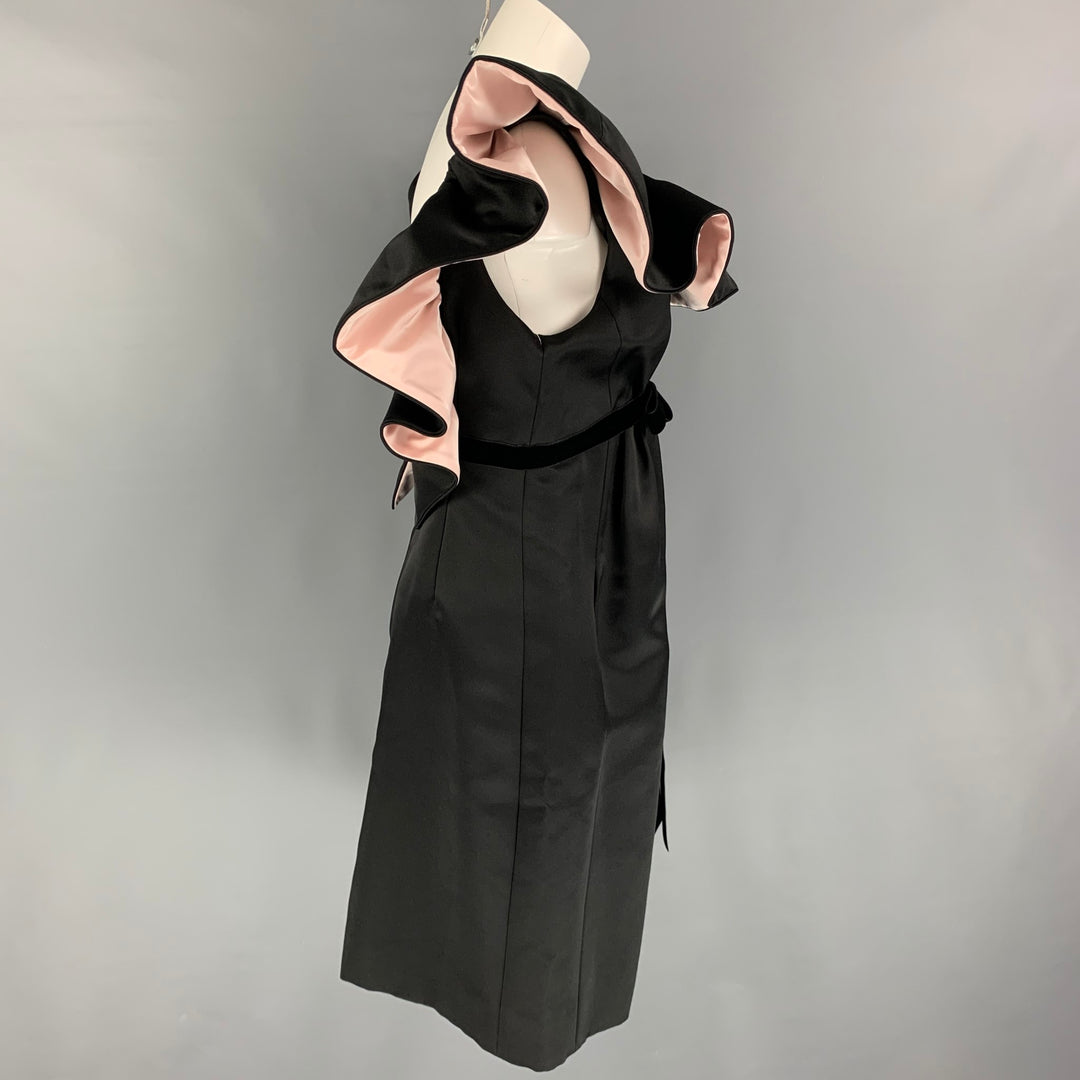 MARC JACOBS RUNWAY Size 6 Black Silk Pale Pink Low Back Dress Sui Generis Designer Consignment MARC JACOBS RUNWAY Size 6 Black Silk Pale Pink Low Back Dress Sui Generis Designer Consignment
