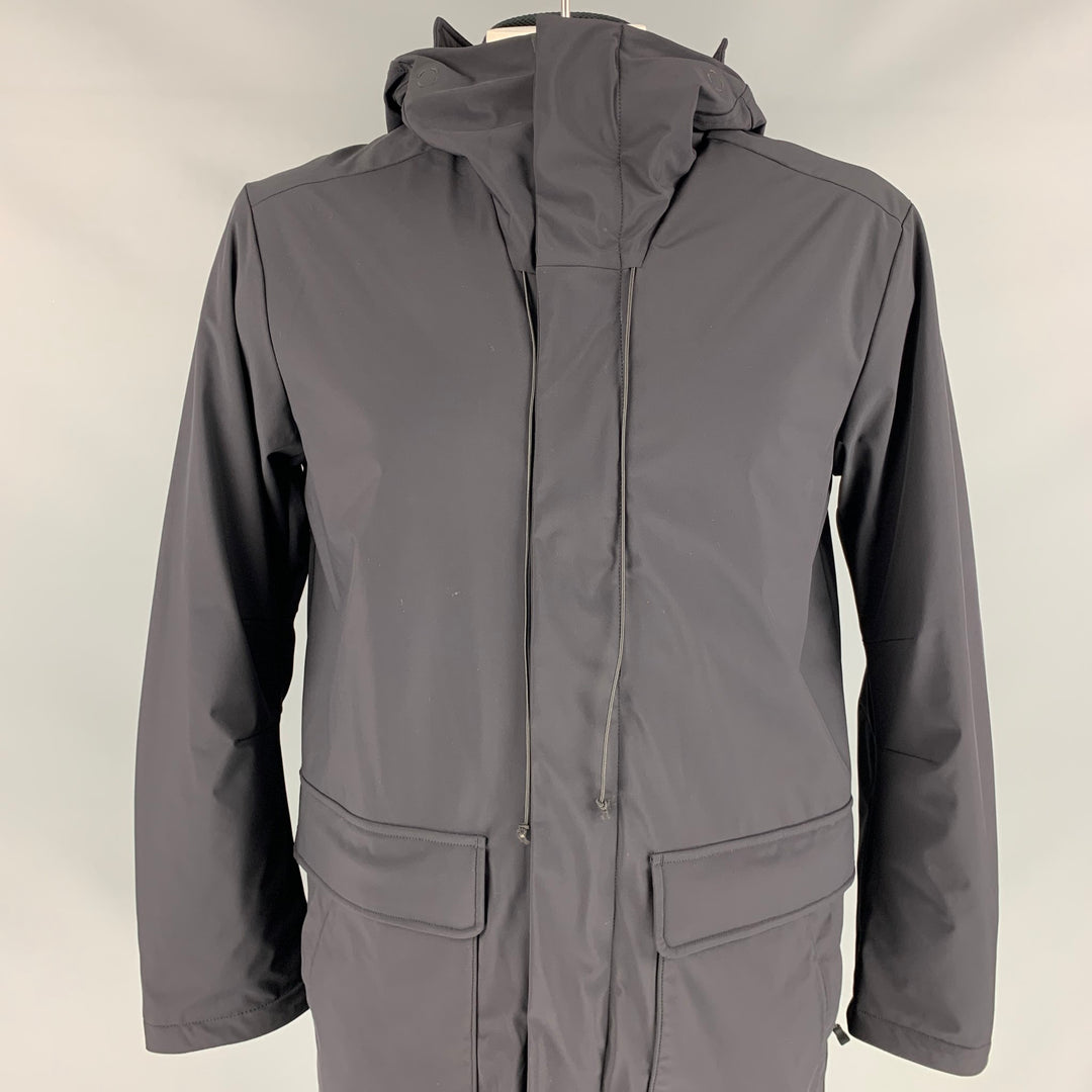 ISAORA Size M Black Waterproof Hooded Long Coat