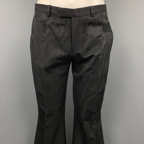 GUCCI by TOM FORD 2001 Size 32 Black Jacquard Zip Fly Wide Leg Dress Pants