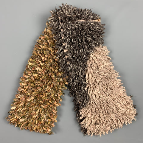 MISSONI Taupe & Grey Textured Knitted Rayon Blend Scarf