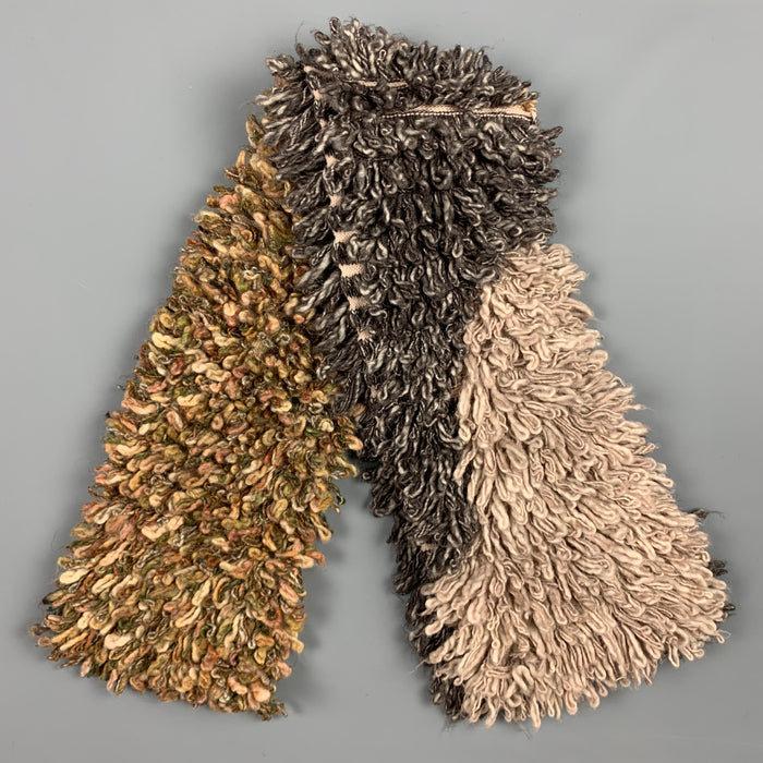 MISSONI Taupe & Grey Textured Knitted Rayon Blend Scarf