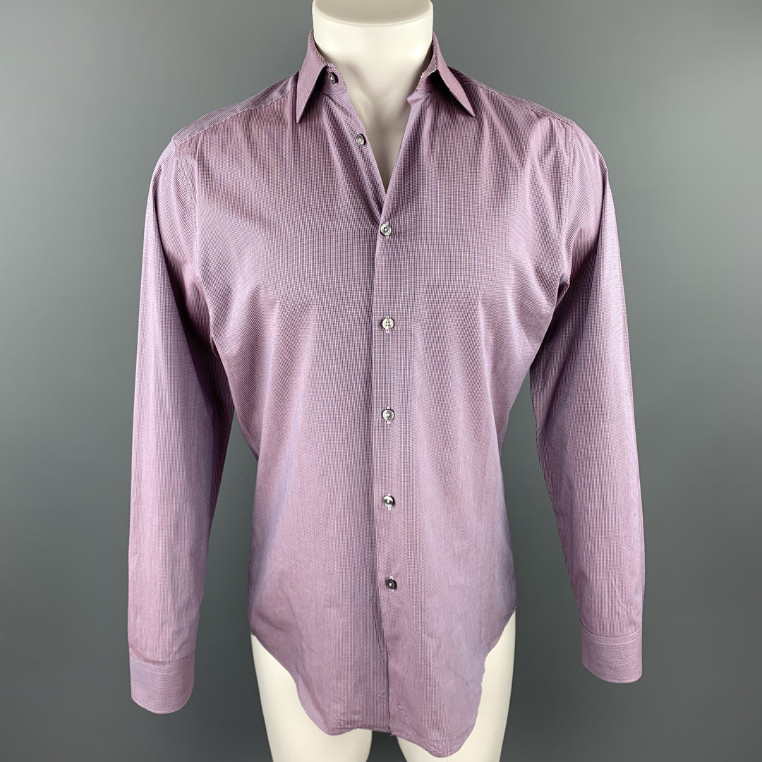 PAUL SMITH Camisa con botones de algodón a cuadros en rojo y azul marino talla S