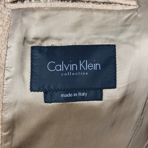 CALVIN KLEIN COLLECTION Size 38 Tan Textured Wool Blend Coat