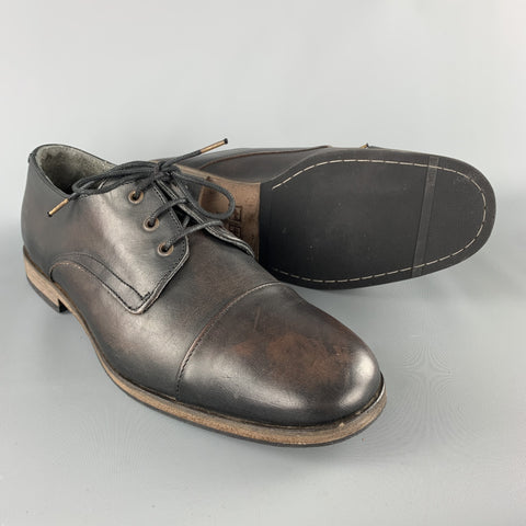 KSUBI Size 11 Brown Antique Leather Lace Up Cap Toe Shoe