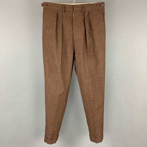 Vintage JEAN PAUL GAULTIER Size 34 Brown Wool Blend Pleated Dress Pants