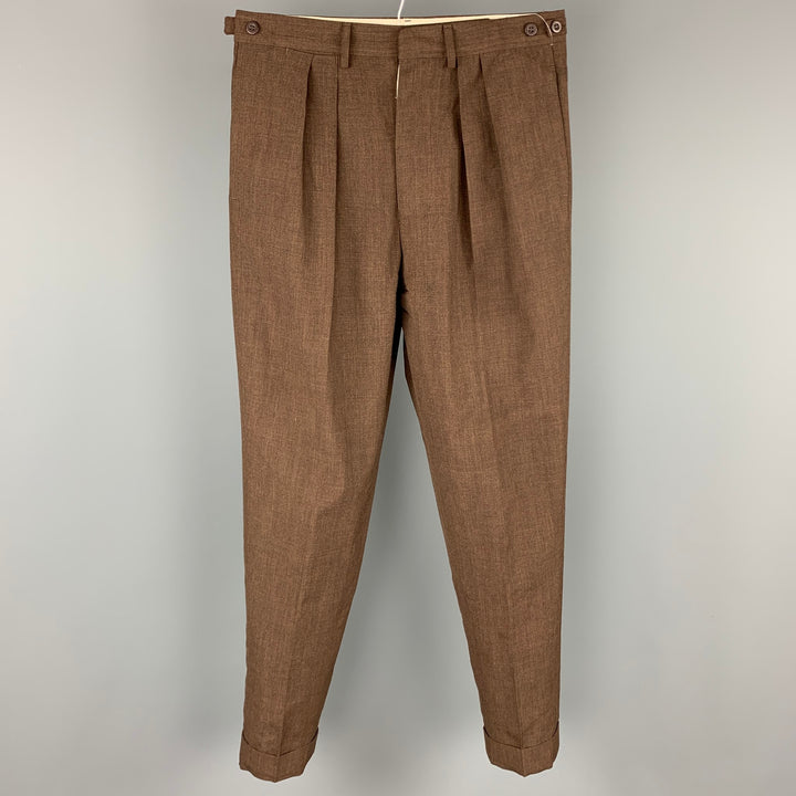 Vintage JEAN PAUL GAULTIER Talla 34 Pantalón de vestir plisado de mezcla de lana marrón