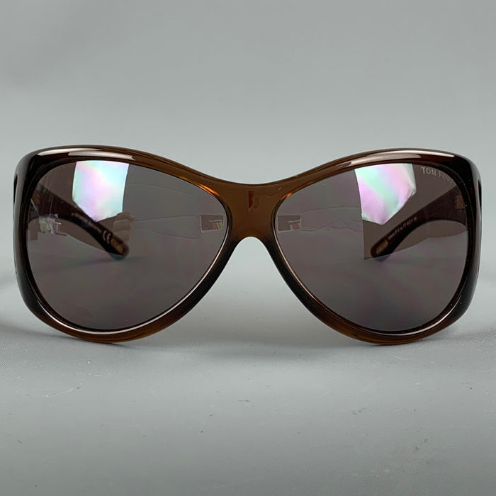 TOM FORD Brown Acetate Natasha Shield Sunglasses