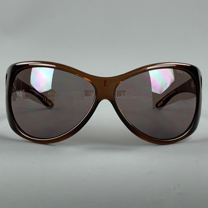 TOM FORD Gafas de sol Natasha Shield de acetato marrón