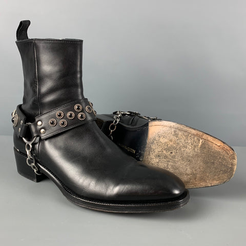 ALEXANDER MCQUEEN Size 9.5 Black Studded Leather Ankle Boots