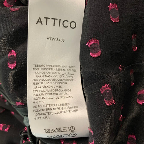 ATTICO Size 8 Black Raspberry Viscose Blend Dots Dress