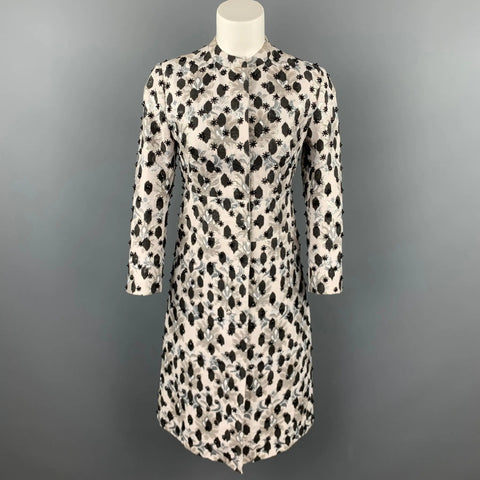 GIAMBATTISTA VALLI Size S Gray Beaded Embellishes Cotton / Polyester Evening Coat GIAMBATTISTA VALLI