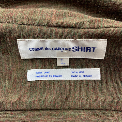 COMME des GARCONS SHIRT Size L Olive Donegal Wool SLong Sleeve Shirt