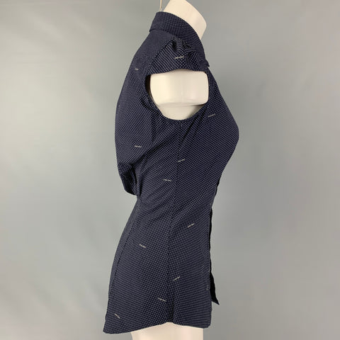 DSQUARED2 Size 4 Navy & White Cotton Polka Dot Cap Sleeves Casual Top