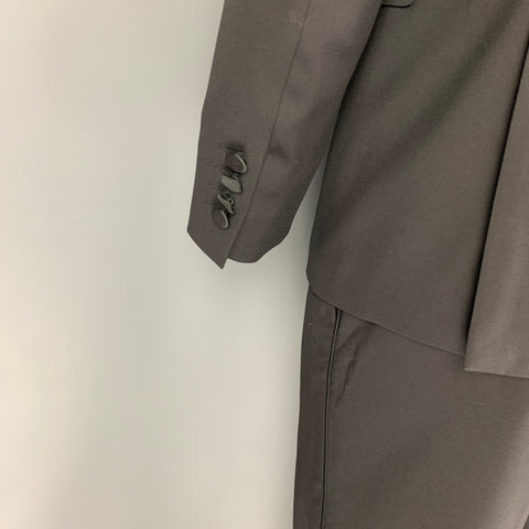 THEORY Size 40 Regular Black Wool Peak Lapel Tuxedo Suit