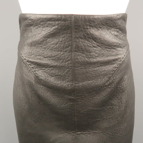 GIANFRANCO FERRE Size 4 Black Textured Leather Belted Cutout Back Pencil Skirt