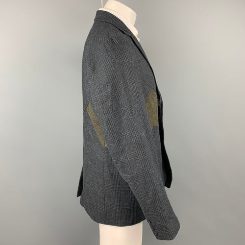 OLIVER SPENCER Talla 42 Abrigo deportivo de lana de patchwork azul marino y negro